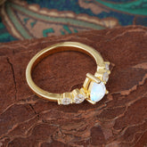 Pear Cut 3 Prong Classic Moonstone Wedding Ring Promise Side Stone Anniversary Ring